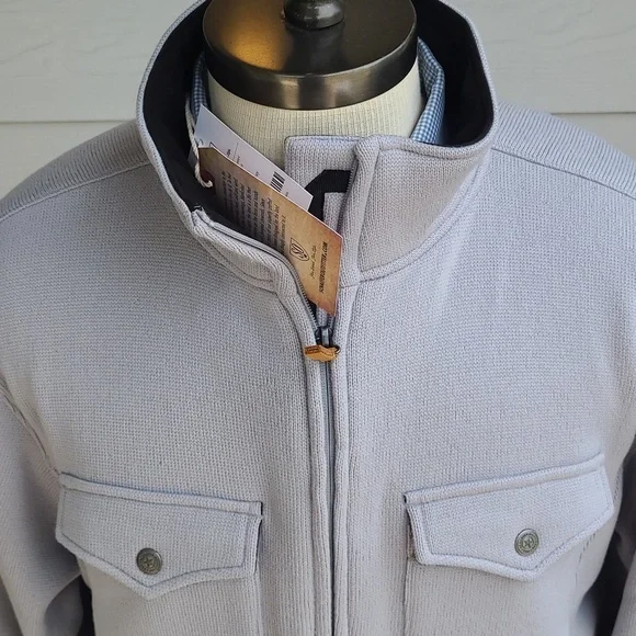 SCHAEFER Outfitter Ramshorn Light‎ Grey Sz L Mens Zip Sweater Fleece Jacket NEW - Picture 2 of 11